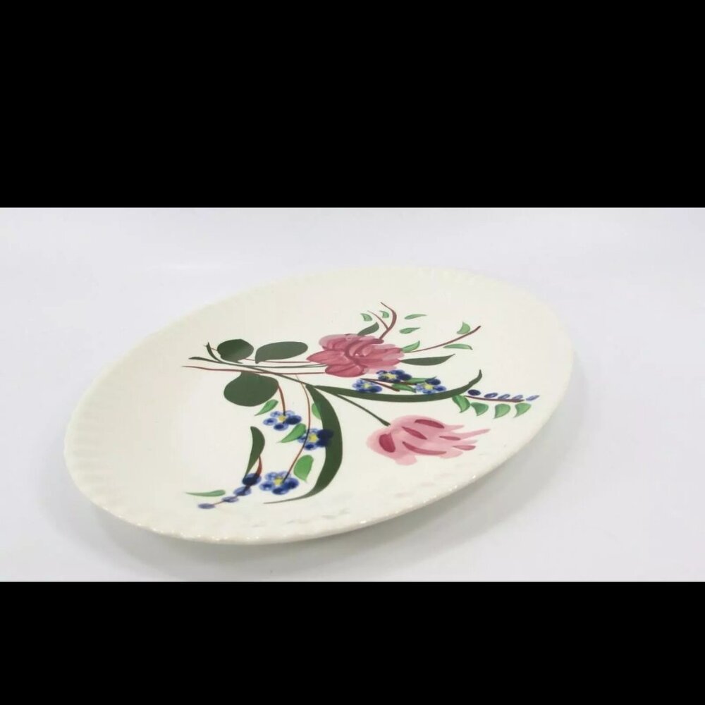 Blue Ridge Pottery Bluebell oval serving platter hand painted 11"
